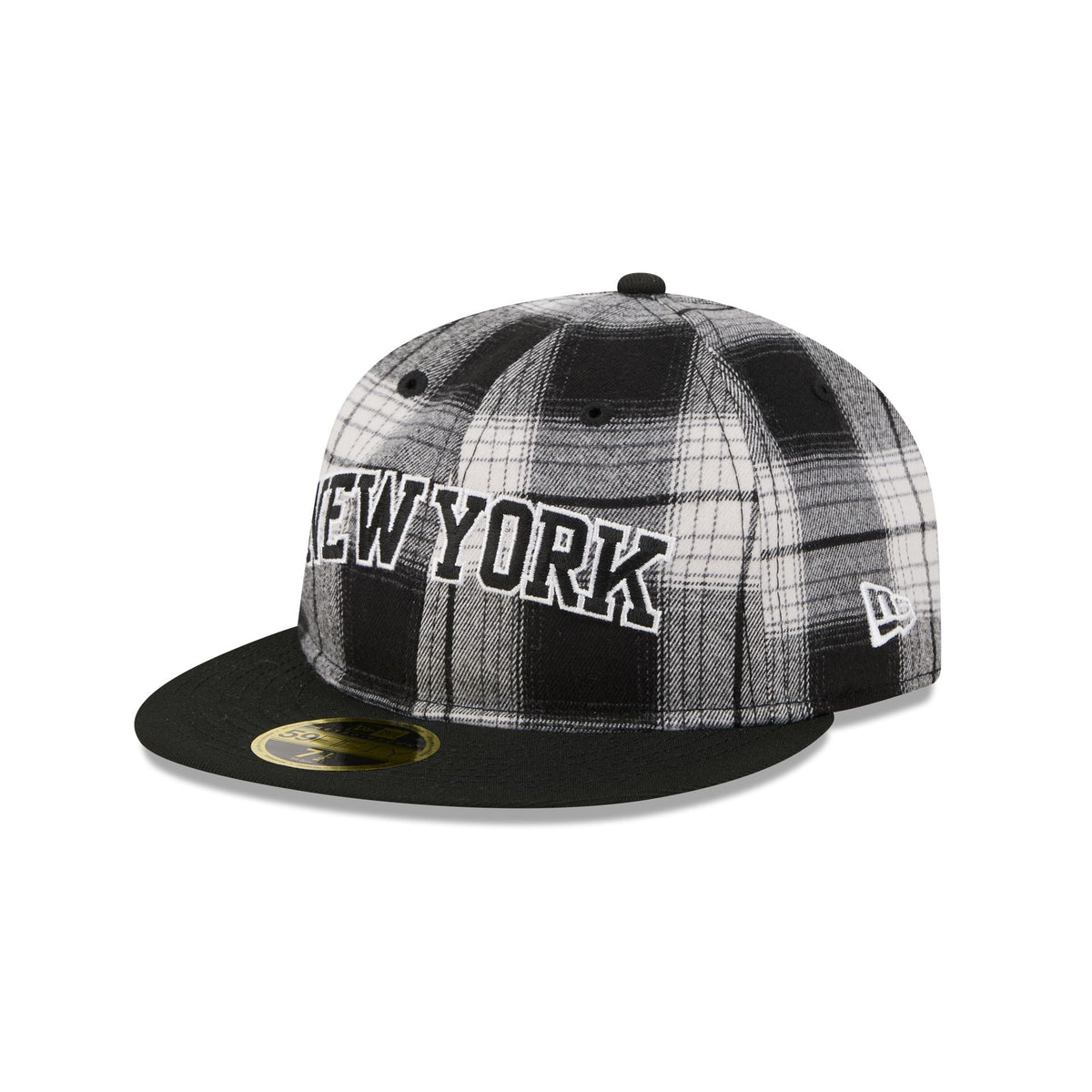New York Knicks Grunge Plaid Retro Crown 59FIFTY Fitted Hat