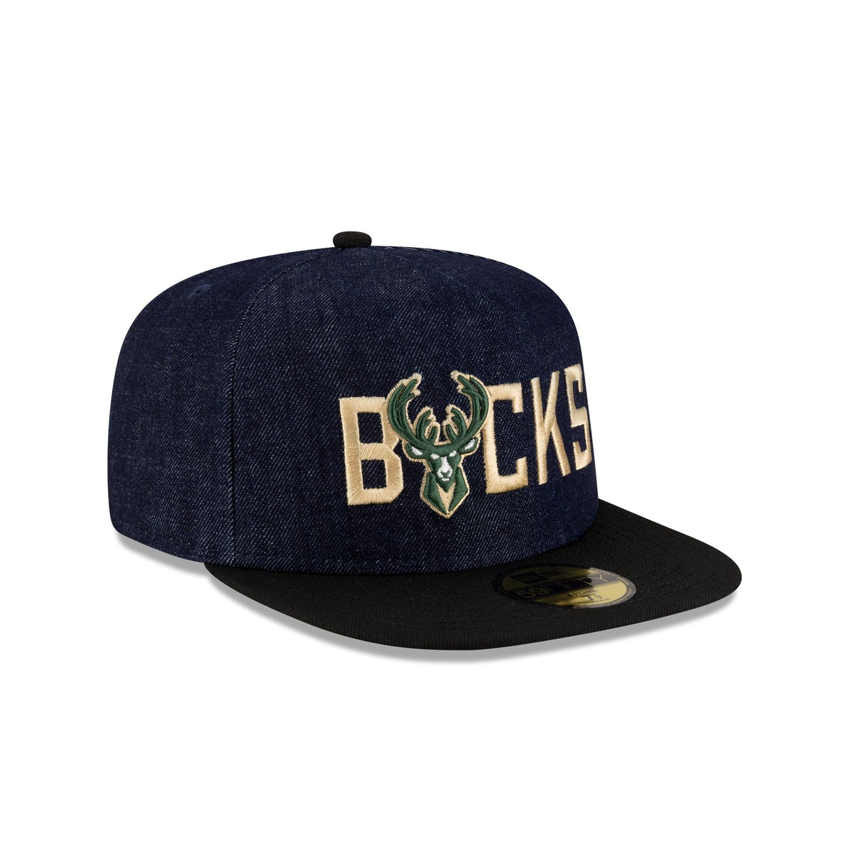 Milwaukee Bucks Navy Denim 59FIFTY A-Frame Fitted Hat